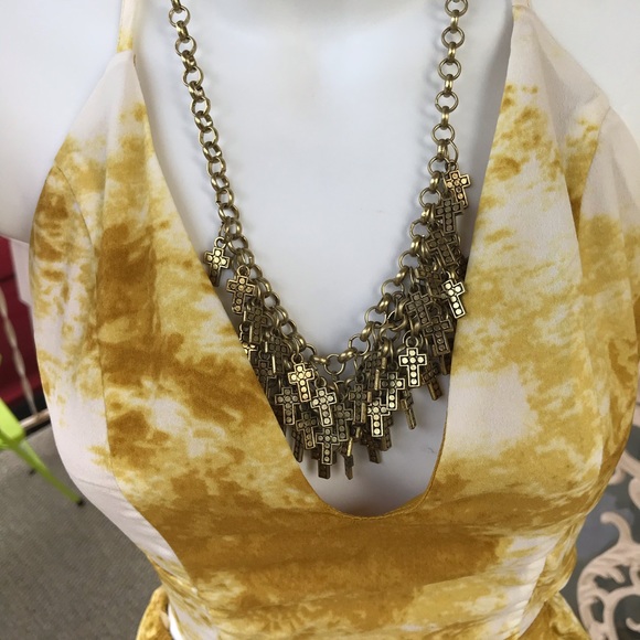 Gold Tie Dye Sexy Backless Maxi Dress Maxi S M L - Picture 5 of 5